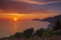Sunset Agios Gordios beach-side village, Corfu, Greece