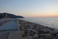 Sunset on Agropoli beach on the Cilentan coast, Italy