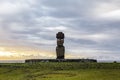 Sunset at Ahu Tahai, site with moai statues at Easter Island, Chile Royalty Free Stock Photo