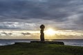 Sunset at Ahu Tahai, site with moai statues at Easter Island, Chile Royalty Free Stock Photo