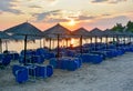 Sunset on Akti Koviou beach on Sithonia peninsula, Chalkidiki, Greece
