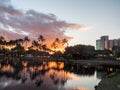 Sunset from Ala Moana Beach Park Royalty Free Stock Photo