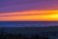 Sunset along Boardwalk in Long Beach Washington Royalty Free Stock Photo