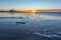 Sunset along the North Sea, Ostend City, Belgium