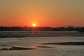 Sunset along Rufiji River, Selous Game Reserve, Tanzania Royalty Free Stock Photo