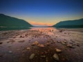 Sunset along the shoreline of Lake McDonald, Glacier National Park, MT Royalty Free Stock Photo