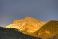 Sunset alpenglow on mountains