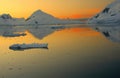 Sunset and alpenglow, mountains and mirror - calm ocean