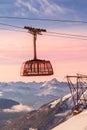 Sunset Alps, cable car Aiguille du Midi, France