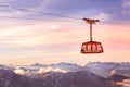 Sunset Alps, cable car Aiguille du Midi, France