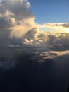 Sunset from 15000' altitude on the way to Kauai. Royalty Free Stock Photo