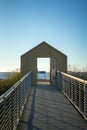 Sunset in Alviso Marina County Park with door in there Royalty Free Stock Photo