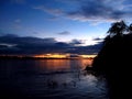 The sunset on Amazon river in Peru, South America Royalty Free Stock Photo
