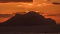 Sunset on Amorgos island aerial timelapse from above. Greece