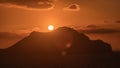 Sunset on Amorgos island aerial timelapse from above. Greece