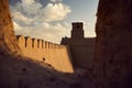 Sunset at the ancient fortress of Kunya Ark in Khiva Royalty Free Stock Photo