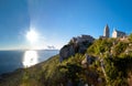 Sunset at Ancient town of Lubenice and cliff in Cres