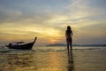 sunset on the Andaman sea , Krabi province, Thailand Royalty Free Stock Photo