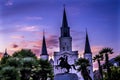 Sunset Andrew Jackson Statue Saint Louis Cathedral New Orleans Louisiana Royalty Free Stock Photo