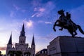 Sunset Andrew Jackson Statue Saint Louis Cathedral New Orleans Louisiana Royalty Free Stock Photo