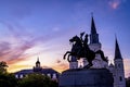 Sunset Andrew Jackson Statue Saint Louis Cathedral New Orleans Louisiana Royalty Free Stock Photo