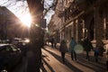 Sunset on the AndrÃÂ¡ssy ÃÂºtca street in Budapest