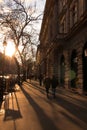 Sunset on the AndrÃÂ¡ssy ÃÂºtca street in Budapest