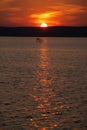 Sunset with angler pier at Lake Balaton, Hungary