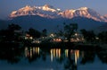 Sunset on Annapurna Range, Pokhara, Nepal Royalty Free Stock Photo