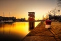 Sunset in Antwerp near the docks. Royalty Free Stock Photo