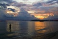 Sunset at Aonang beach Krabi Thailand Royalty Free Stock Photo