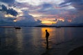 Sunset at Aonang beach Krabi Thailand Royalty Free Stock Photo