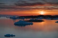 Sunset on arctic ocean in Greenland Royalty Free Stock Photo
