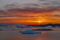 Sunset on arctic ocean in Greenland Royalty Free Stock Photo