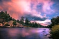 Nathrop, CO USA - Sunset on Arkansas River by Brown`s Canyon National Monument, Colorado Royalty Free Stock Photo