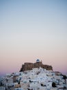 After sunset in Astypalaia ,Greece with a close up of the castle