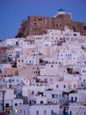 After sunset in Astypalaia ,Greece with a close up of the castle