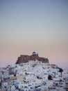 After sunset in Astypalaia ,Greece with a close up of the castle