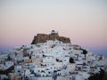 After sunset in Astypalaia ,Greece with a close up of the castle