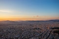 Sunset in Athens on a cloudy sky with a city view from Lycabettus hill Royalty Free Stock Photo