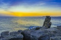 Sunset on the Atlantic coast. Portugal coastline Royalty Free Stock Photo