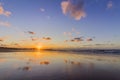 Sunset Atlantic Ocean view at Tamarist beach, in Casablanca Royalty Free Stock Photo