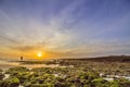 Sunset Atlantic Ocean view at Tamarist beach, in Casablanca Royalty Free Stock Photo