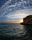 Sunset Atlantic rocky coastline, Algarve, Portugal