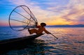 Sunset attractions on Inle Lake, Myanmar Royalty Free Stock Photo