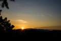 Sunset in the austrian alps with silhouette of colorful clouds and mountains in the austrian alps in styria Royalty Free Stock Photo