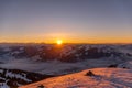Sunset at Austrian Mountain Range in Winter
