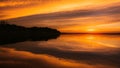 The sunset at AuTrain River mouth near Lake Superior in Michigan`s Upper Peninsula