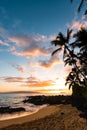 Sunset on Secret Beach in Maui Hawaii Royalty Free Stock Photo