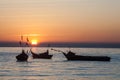 Sunset at ayeyarwady river, myanmar Royalty Free Stock Photo